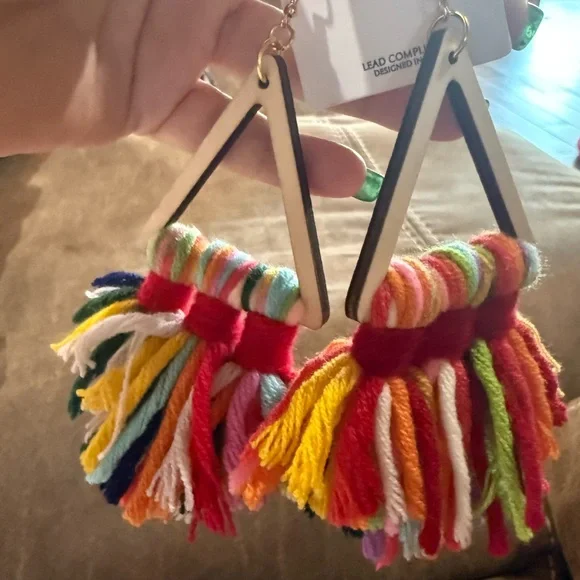 Vibrant Multicolor Tassel Earrings - Picture 2 of 3